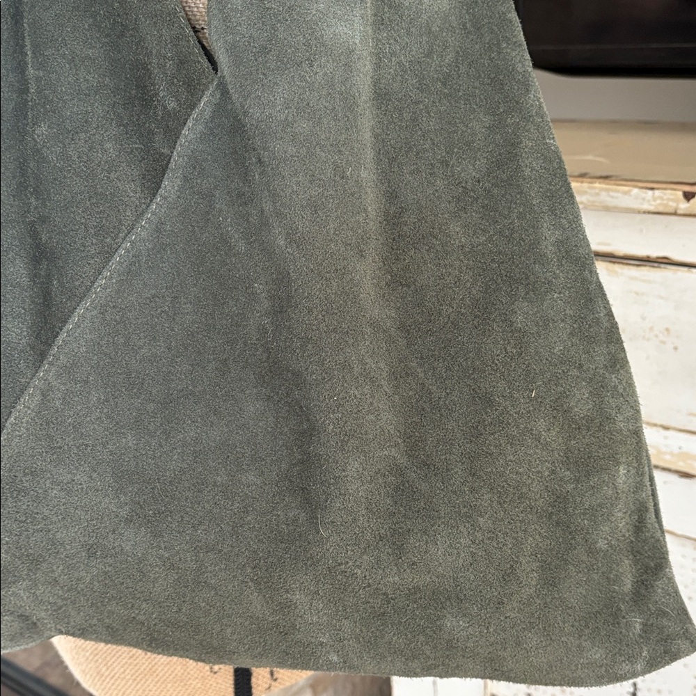 Made in Italy (no brand) olive green leather large tote shoulder bag boho style - Picture 6 of 16